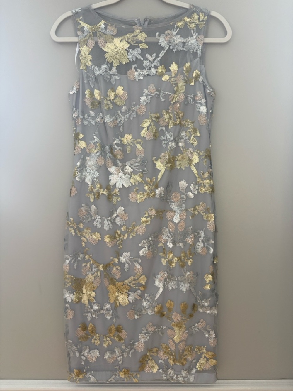 Calvin Klein Cocktail Sheath Floral Sequined Embellished Dress Size 4